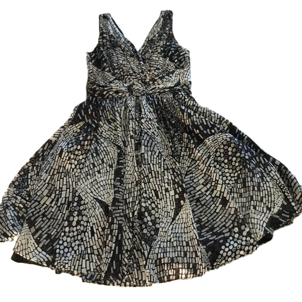 White‎ House Black Market Abstract Mosaic Fit Flare Dress 8